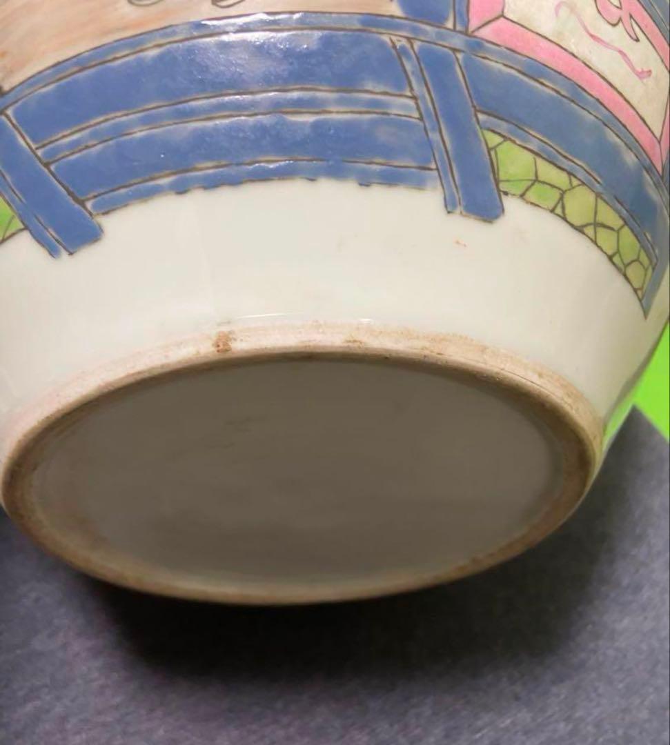 中国古美術　清末民国時代　粉彩天球瓶　40cm 刀馬人物