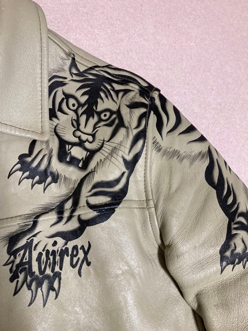 極希少 AVIREX 世界80着限定 虎&蛇墨絵 レザー ライダースジャケット