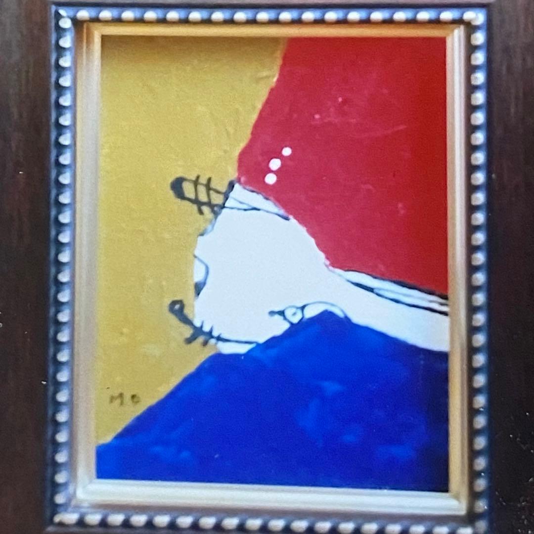 パイプを咥える男　額縁入り　絵画　by M.Onishi