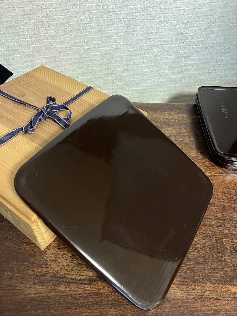 黑漆盆5枚セット 木箱付き