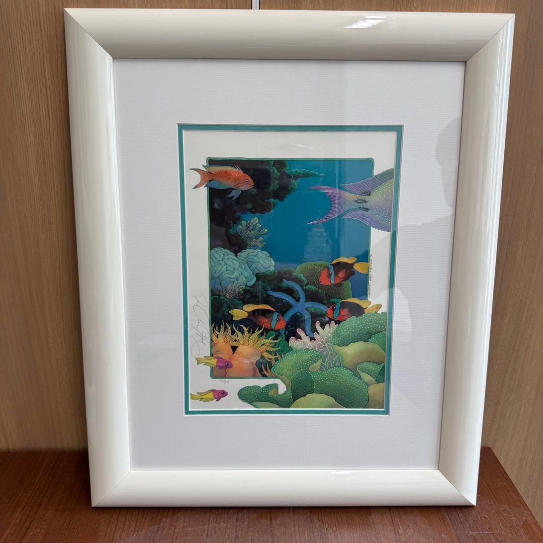 DA1418 ジョアンフック　絵画　リトグラフ　絵画　魚　絵