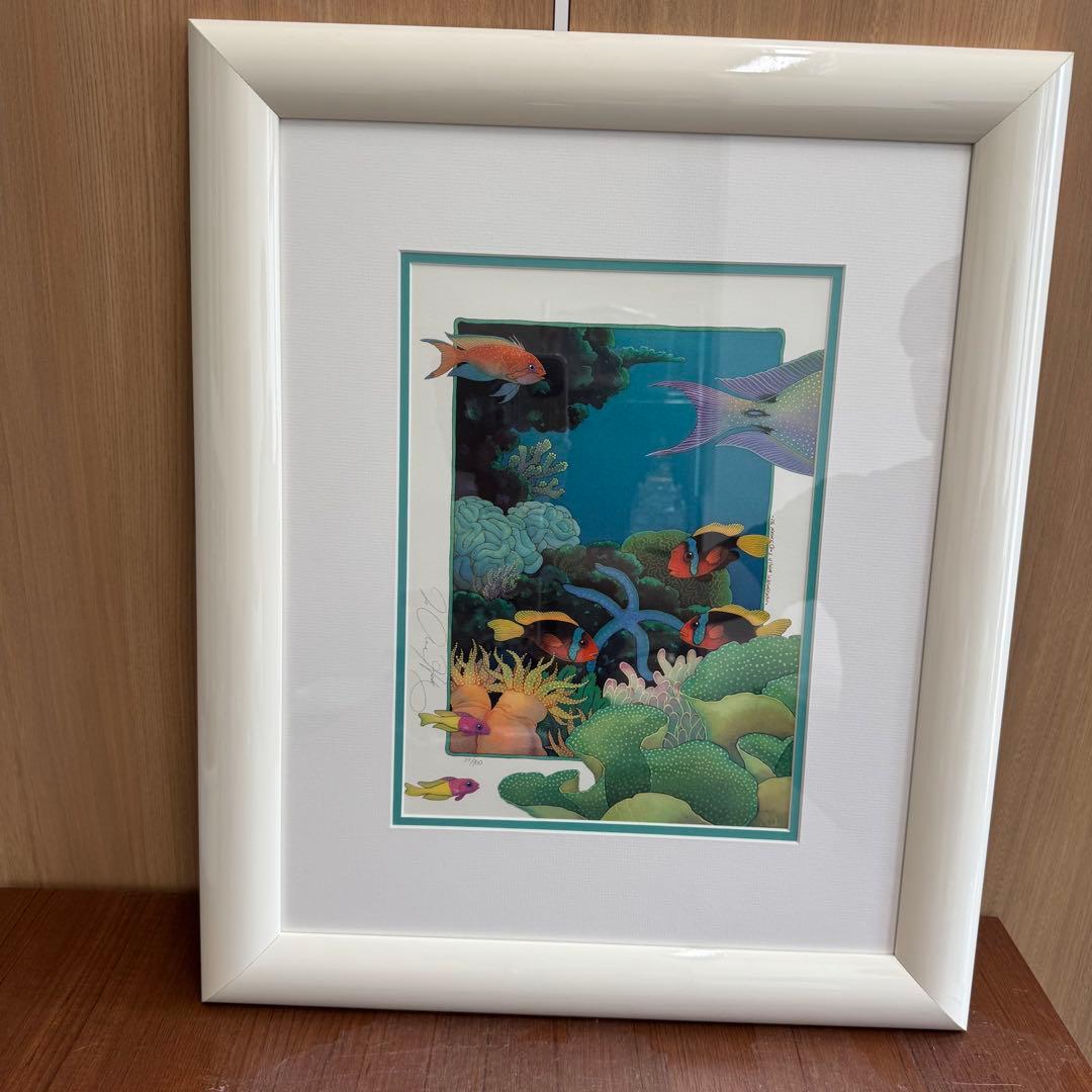 DA1418 ジョアンフック　絵画　リトグラフ　絵画　魚　絵