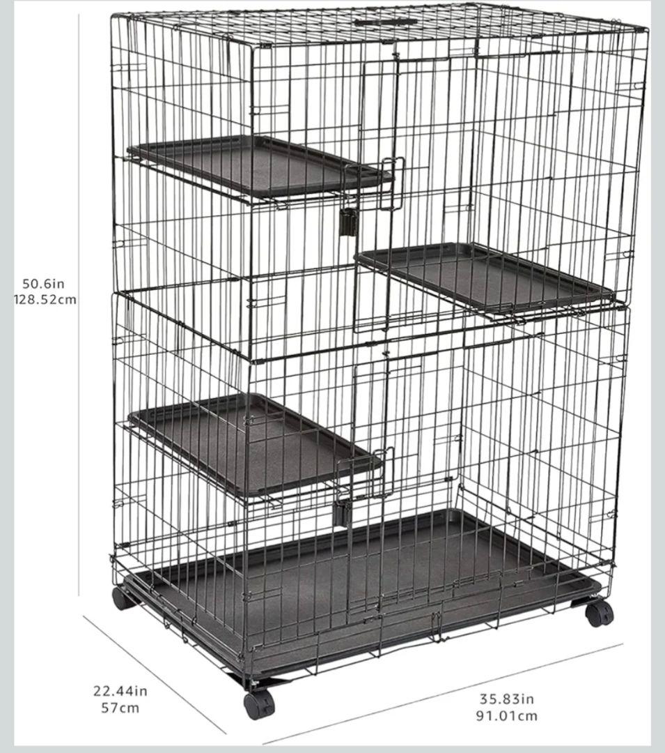 2日間使用 猫用大型ケージ Amazonベーシック品 キャットケージ