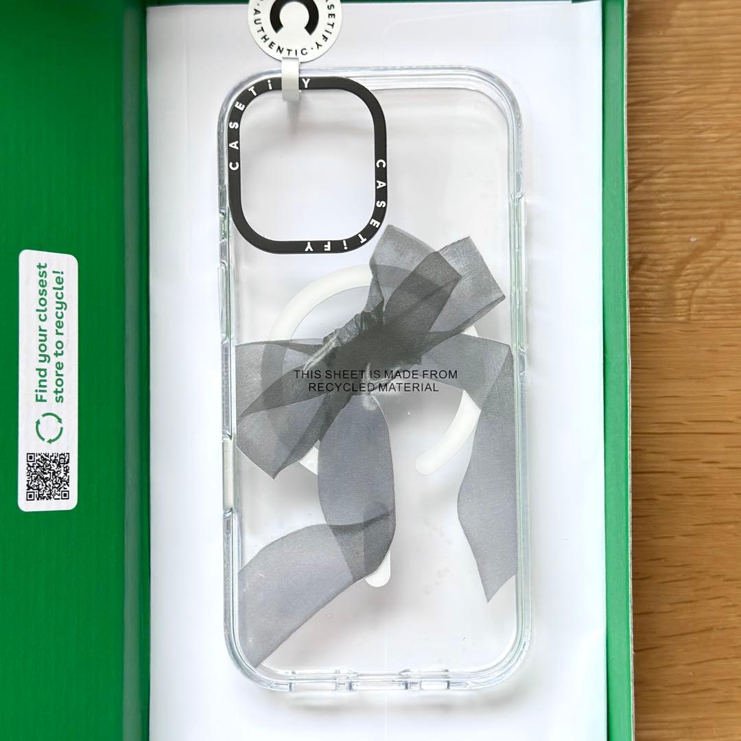 Casetify iPhone17 MagSafe クリアケース　リボン