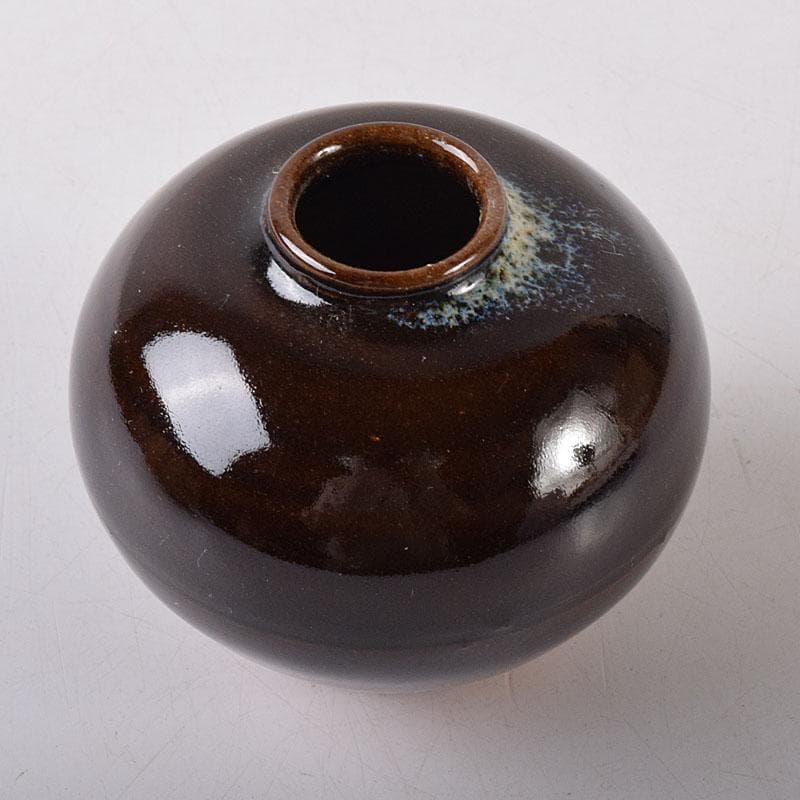 茶道具　京焼　清閑寺窯　杉田祥平造　国司茄子　茶入　仕覆付　共箱　V　8093