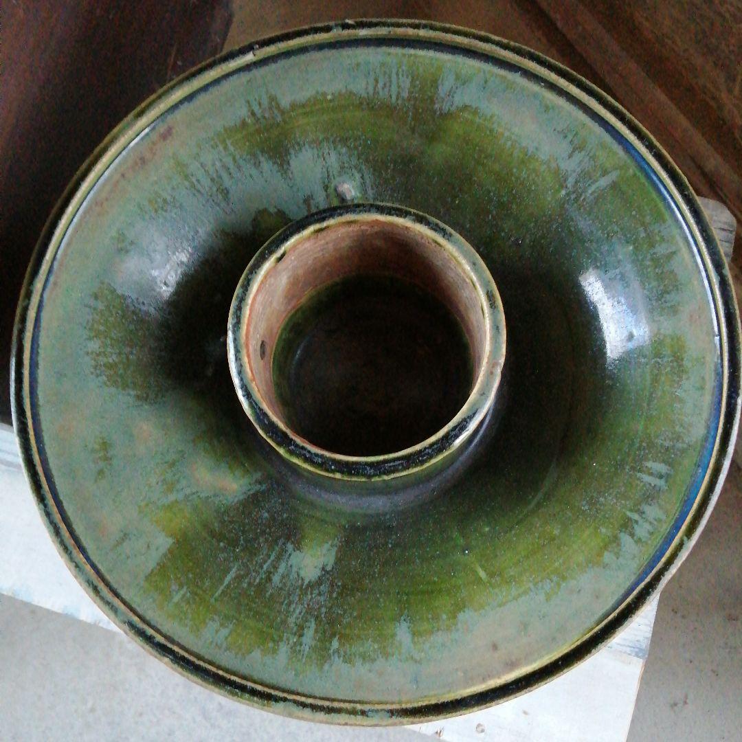 瀬戸焼　織部薄端　30cm　明治〜昭和初期