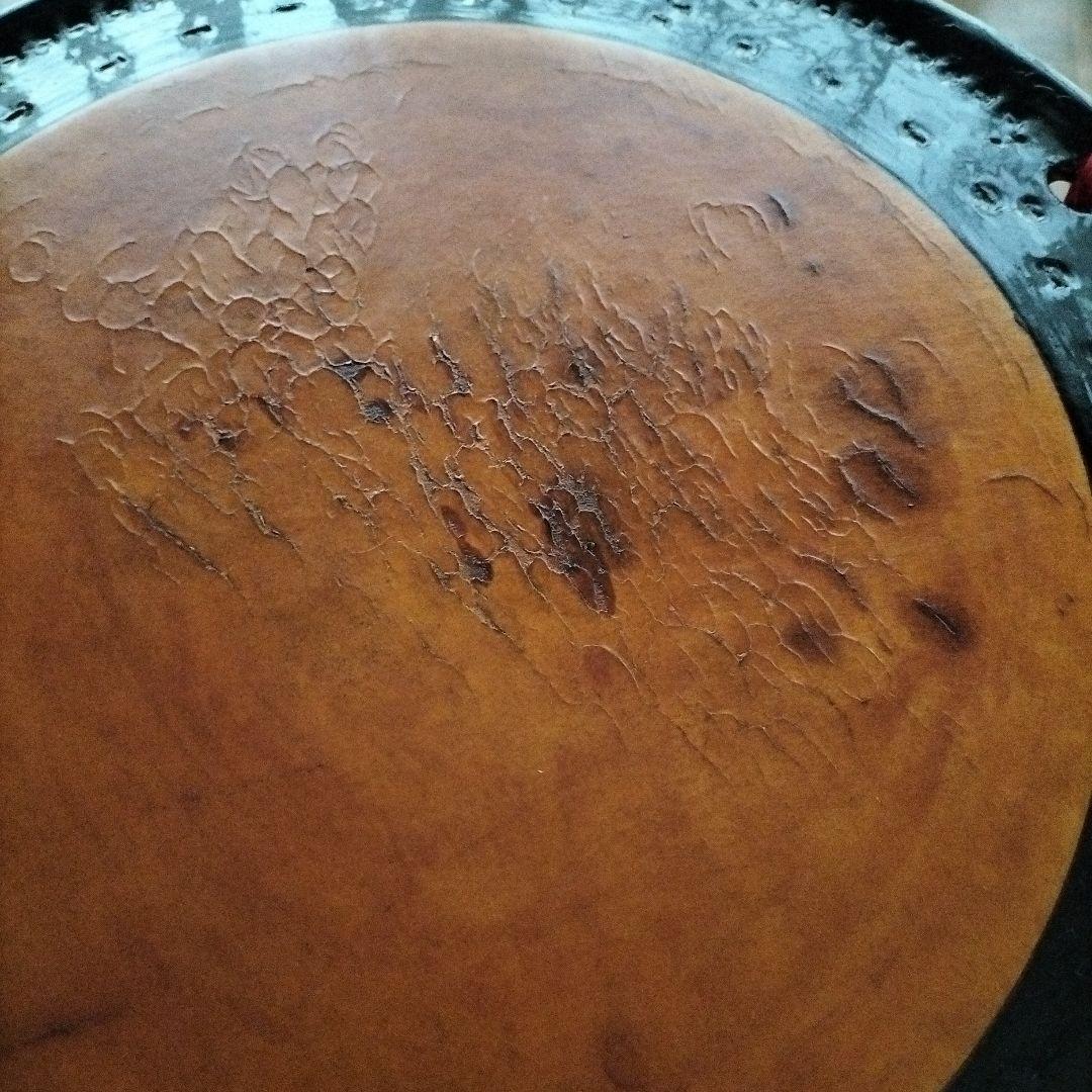 担ぎ太鼓1.2尺　締太鼓　和太鼓 　天然皮革　ストラップ付き　中古品⑫