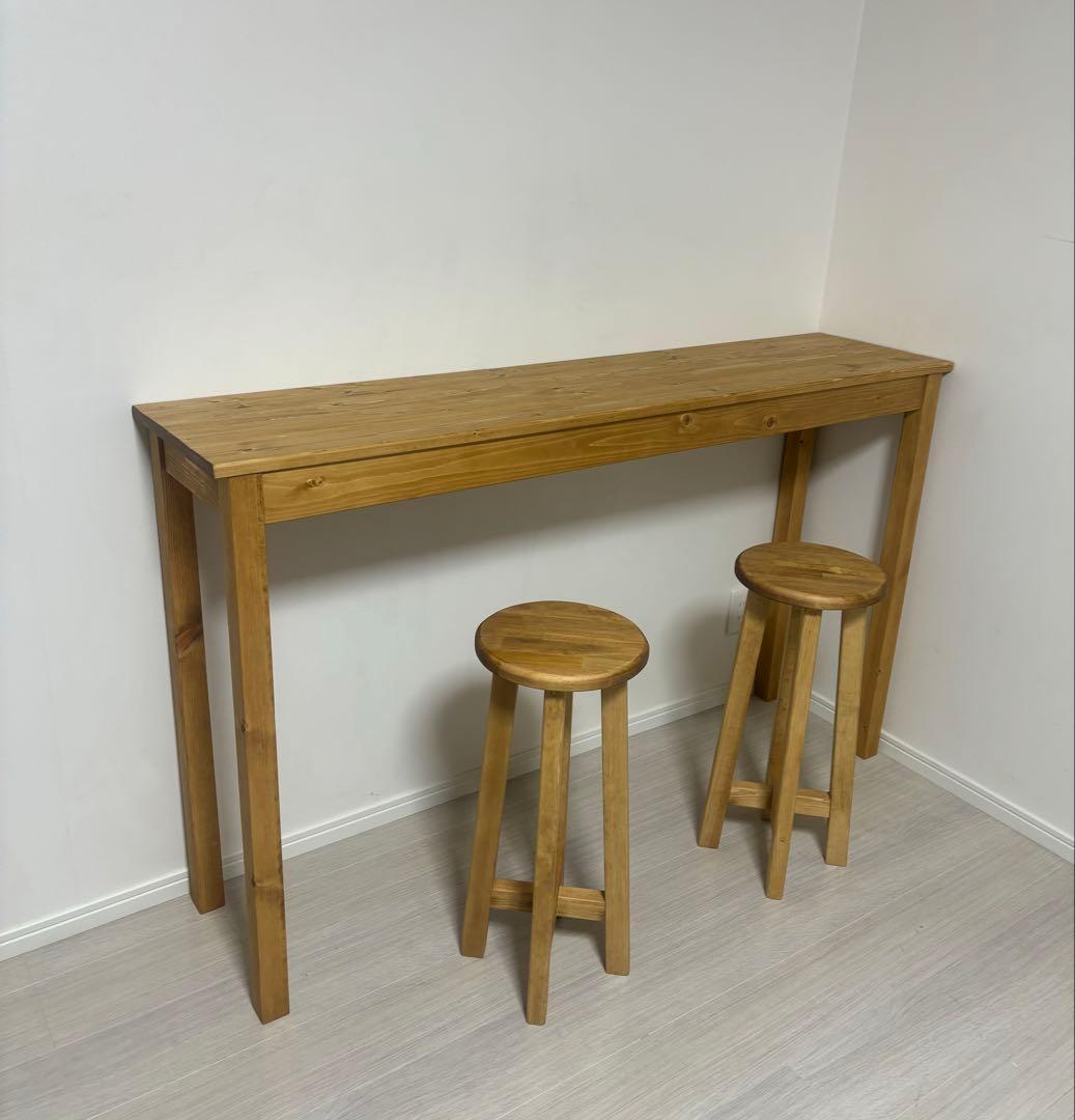 木製の丸椅子(ライトブラウン)60㎝✖️２脚　　ハンドメイドスツール