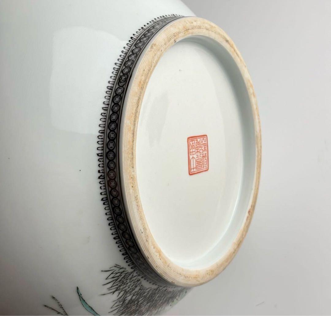 中国 花瓶 色絵 磁器 花鳥 壺 壷 花瓶 陶磁器 粉彩