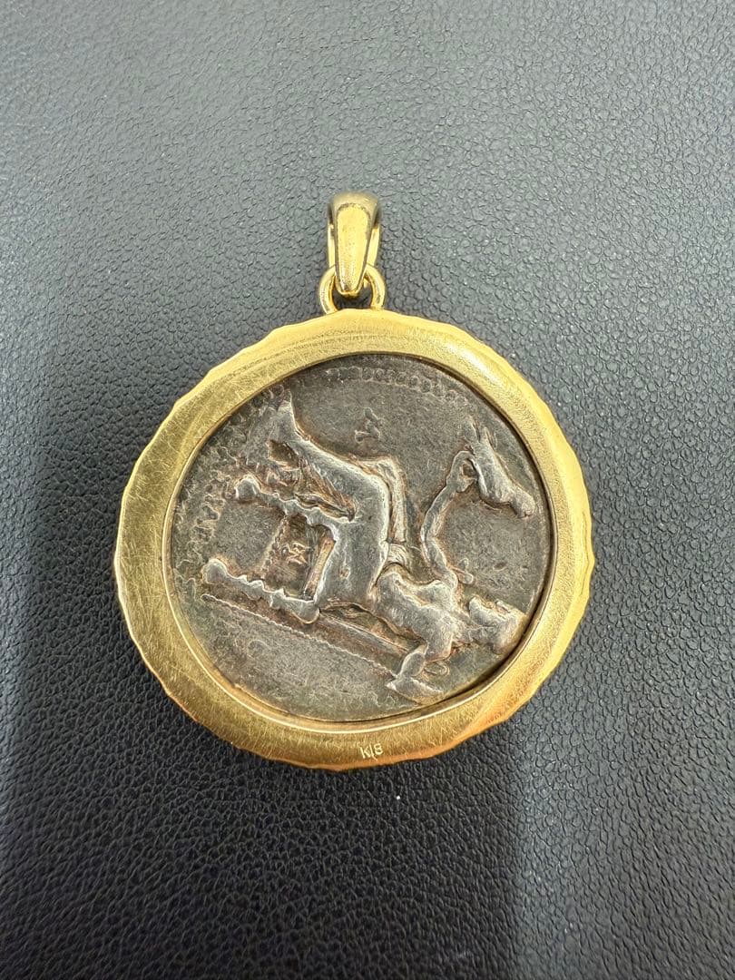 村*涼様 【希少・保証書付】テトラドラグマ銀貨 × K18枠 ペンダントトップ