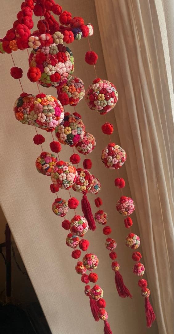 【希少レア】　ちりめん細工　吊るし飾り　雛飾り　縮緬　手毬 　七宝毬　手づくり