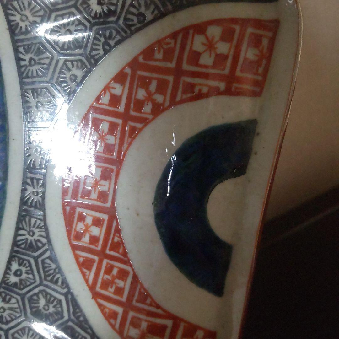 ！古九谷 様式九角大皿 青手！