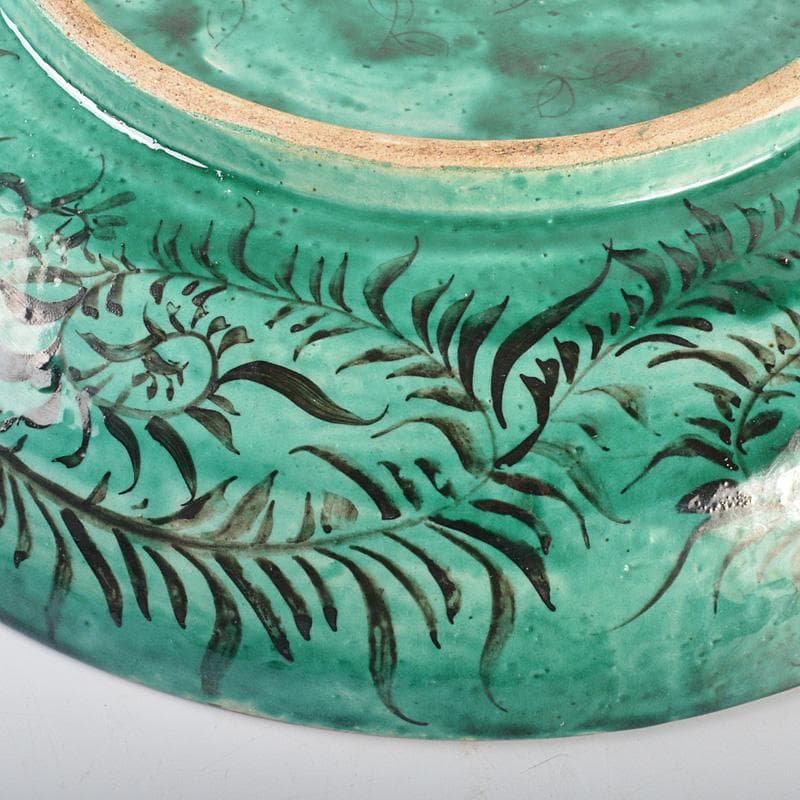 九谷焼　青手九谷　色絵　山水人物文　大皿　飾皿　直径約37㎝　M　6646C