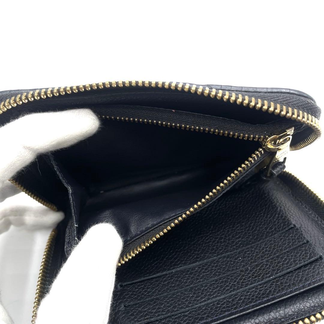 美品● ルイヴィトン アンプラント 折り財布 二つ折り ラウンドジップ ネイビー