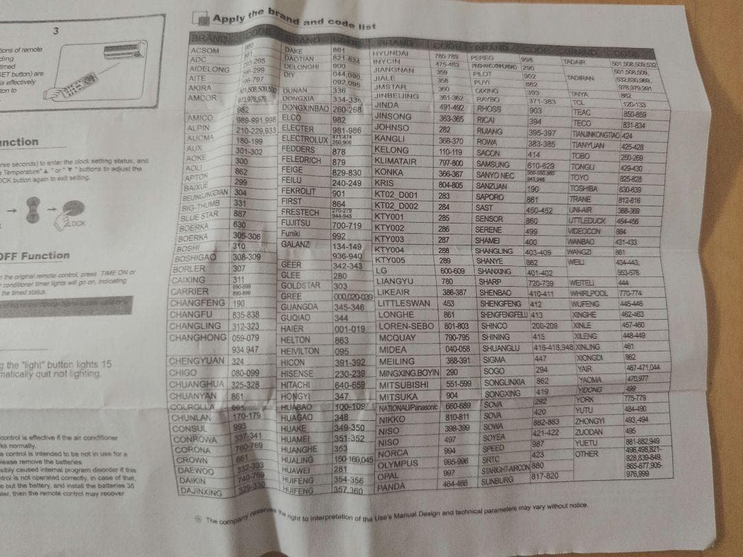 エアコン用 ユニバーサル マルチ リモコン K-1028E 各社共通対応