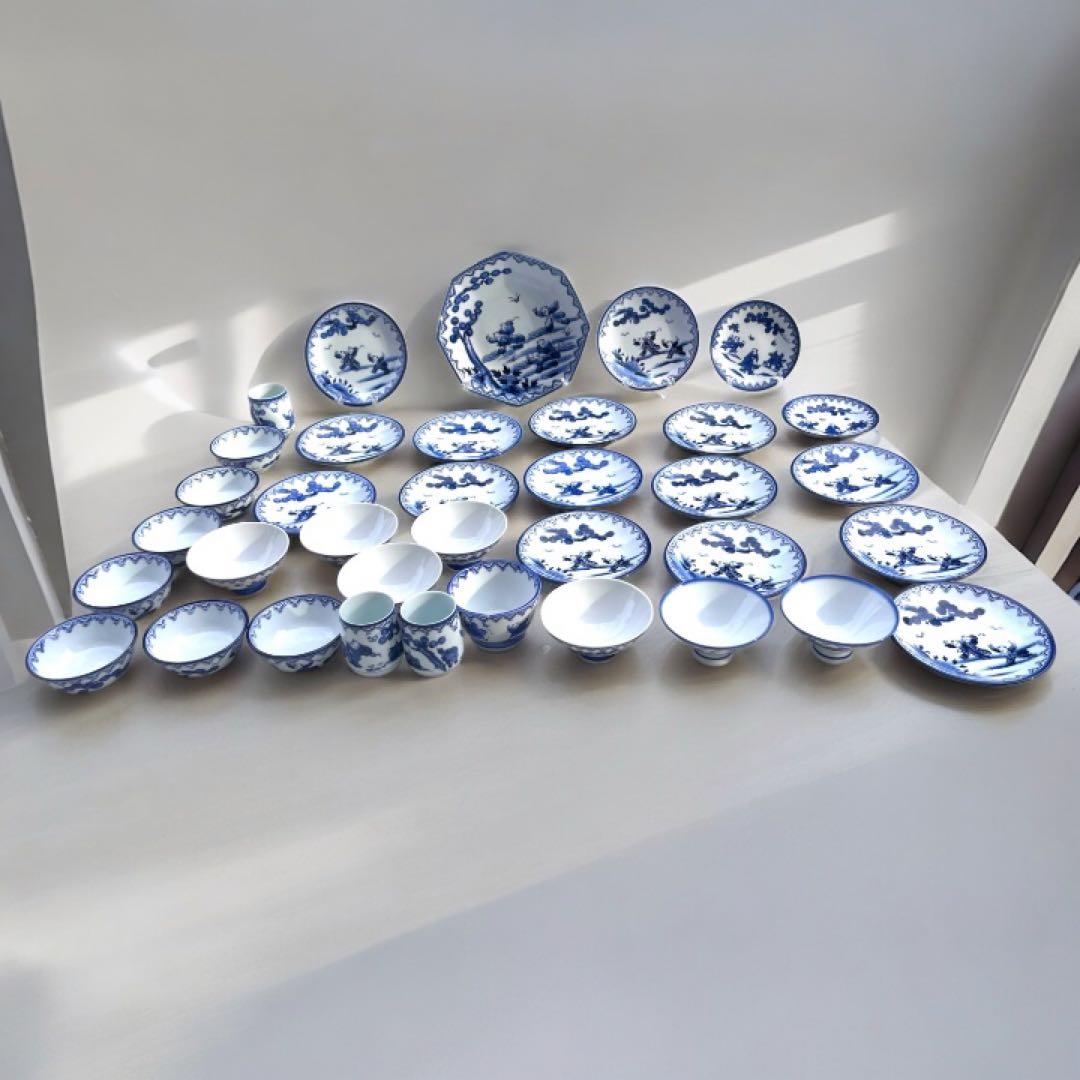 有田焼　鍋島　唐子　和食器　セット 35点 染付 江戸時代〜昭和　セール中