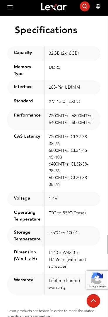 Lexar ARES DDR5 32GB(16gb×2) RGBメモリキット