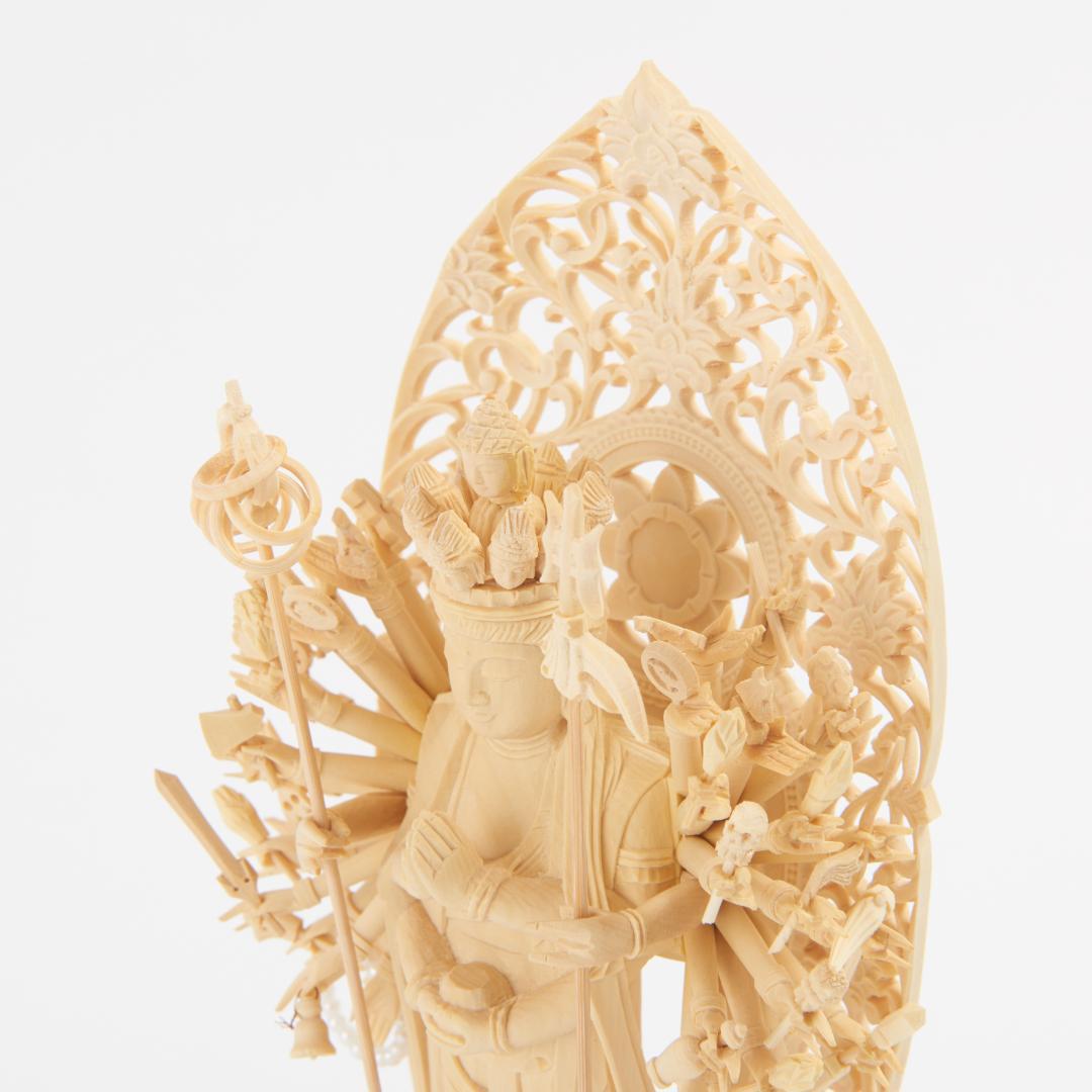 黄楊　４寸　立千手観音　仏像 035