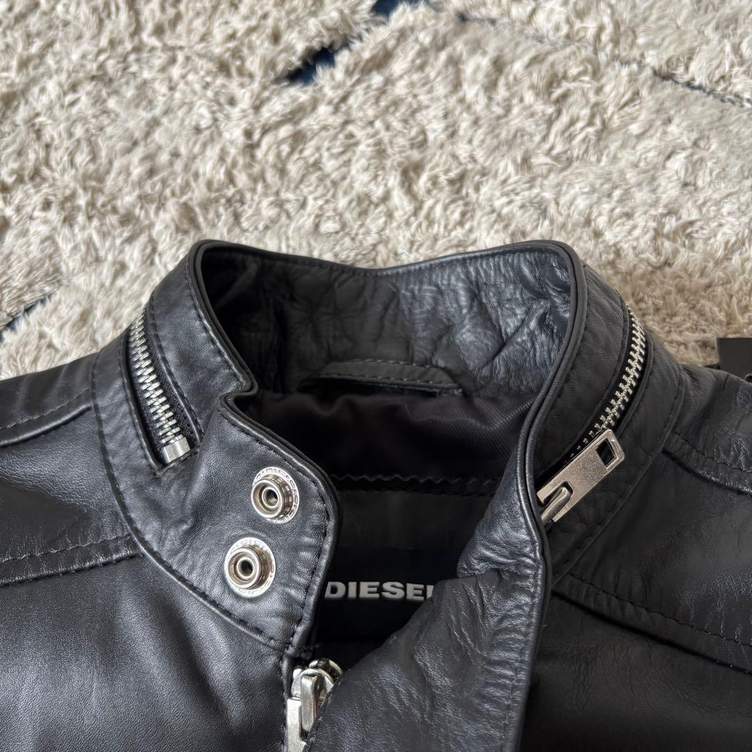 【タグあり✨】ディーゼル　レザージャケット　ライダース　シングル　ブラック　牛革