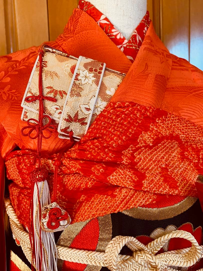 七五三　7歳の女の子のお振袖コーディネート　ハーフ成人式や卒業式にも　色無地