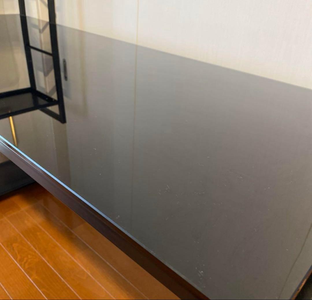 パソコンデスク 棚付き 収納ラック一体型 強化ガラス LOWYA