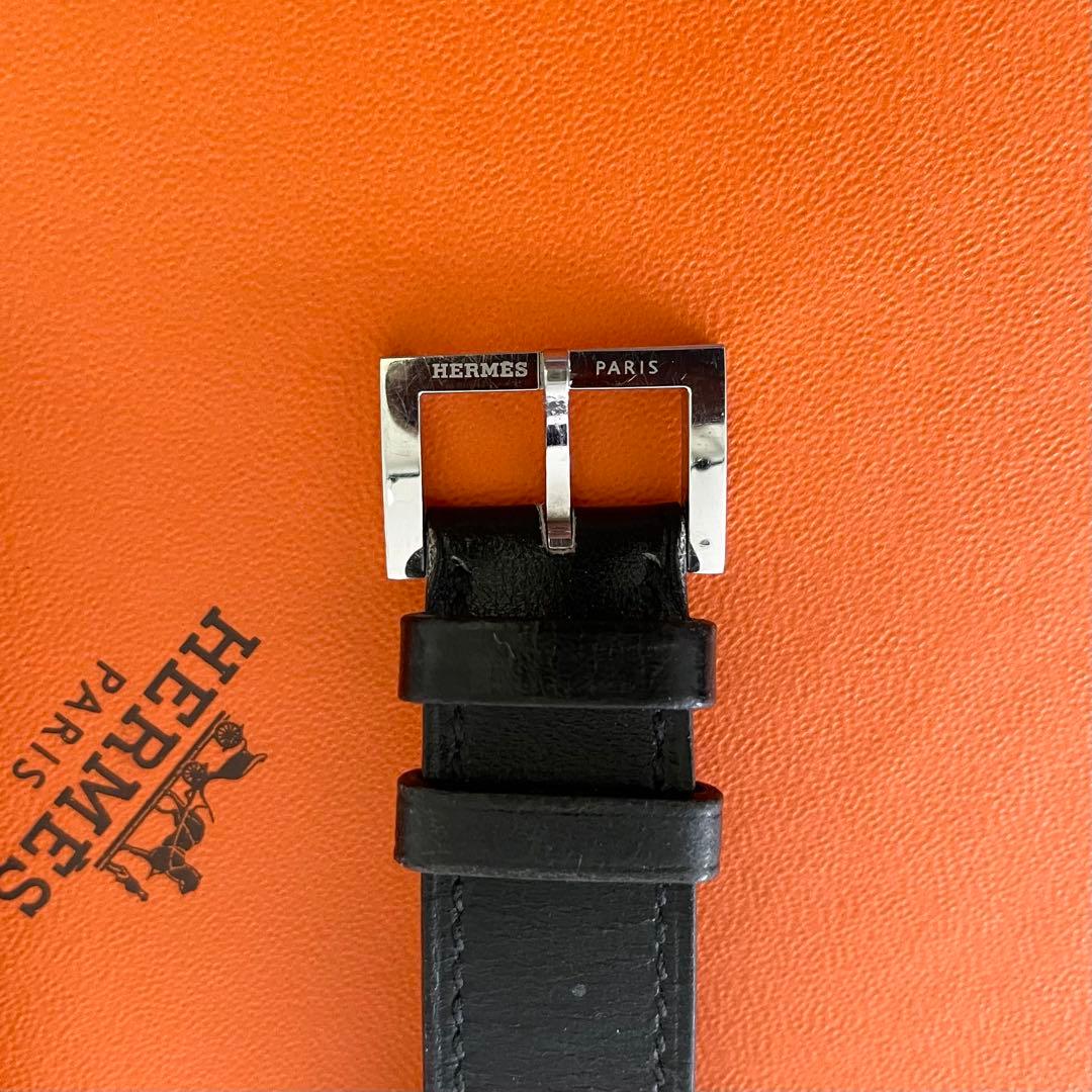 HERMES エルメス　腕時計　純正　ベルト　17mm用　ブラック　レザー □E