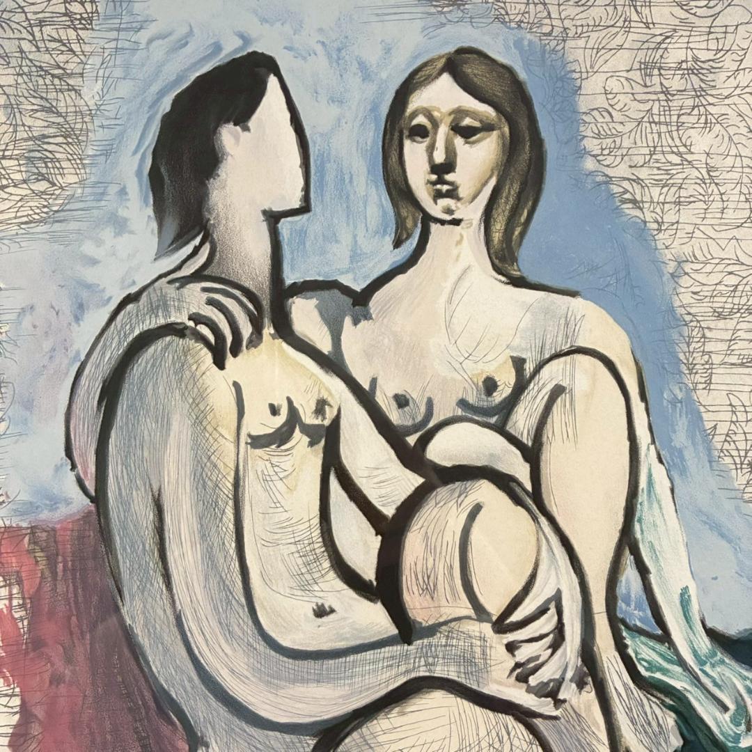 美品 パブロ・ピカソ「男と女」リトグラフ サイン・認定書有 マリーナコレクション