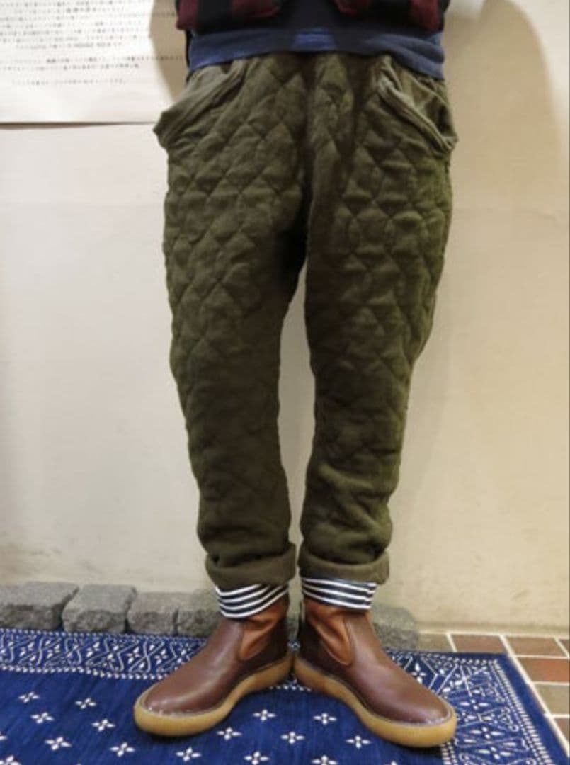 KAPITAL 綿ツイル×ワッフルキルティング サルエルヌーベルパンツ