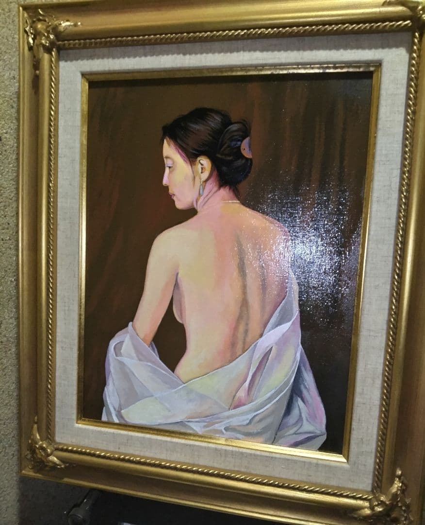 森本草介、絵画、美人画、油彩６号、裸婦、Nude.Woman新品高級額縁、肉筆。