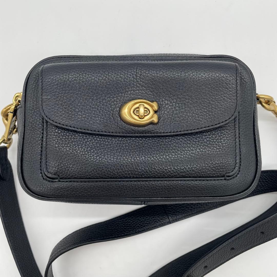【極美品】コーチ　ウィロウ　カメラバッグ　ターンロック　レザー　ブラック