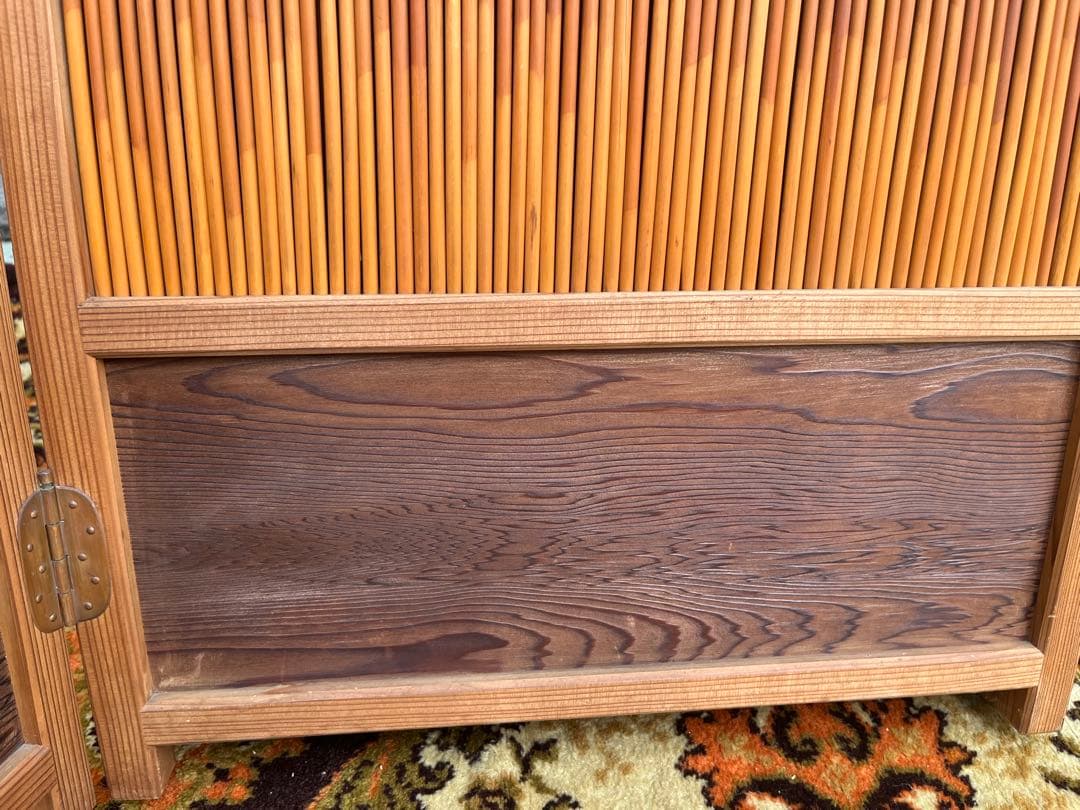 花寄屏風 4枚折 衝立 茶道具 パーテーション 目隠し インテリア 昭和レトロ