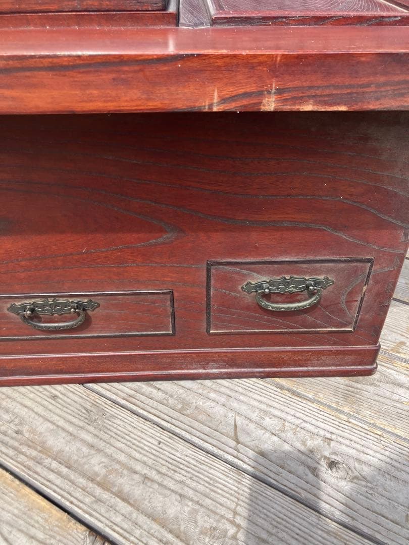 昭和レトロ 木製 長火鉢 3杯 引き出し収納付き 火鉢 五徳付き 囲炉裏 古家具