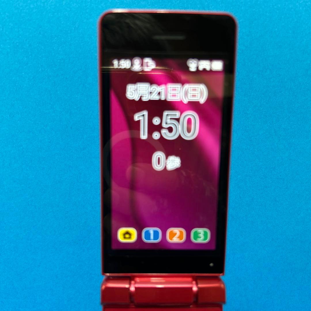 ほぼ新品 予備電池付 かんたん携帯11 SHARP A207SH 赤 SIMフリ