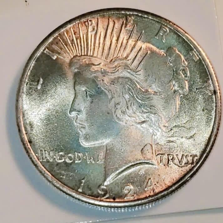 M*g様 アメリカ　1924　銀貨ダラー　平和ドル　GEM BU+　本物保証