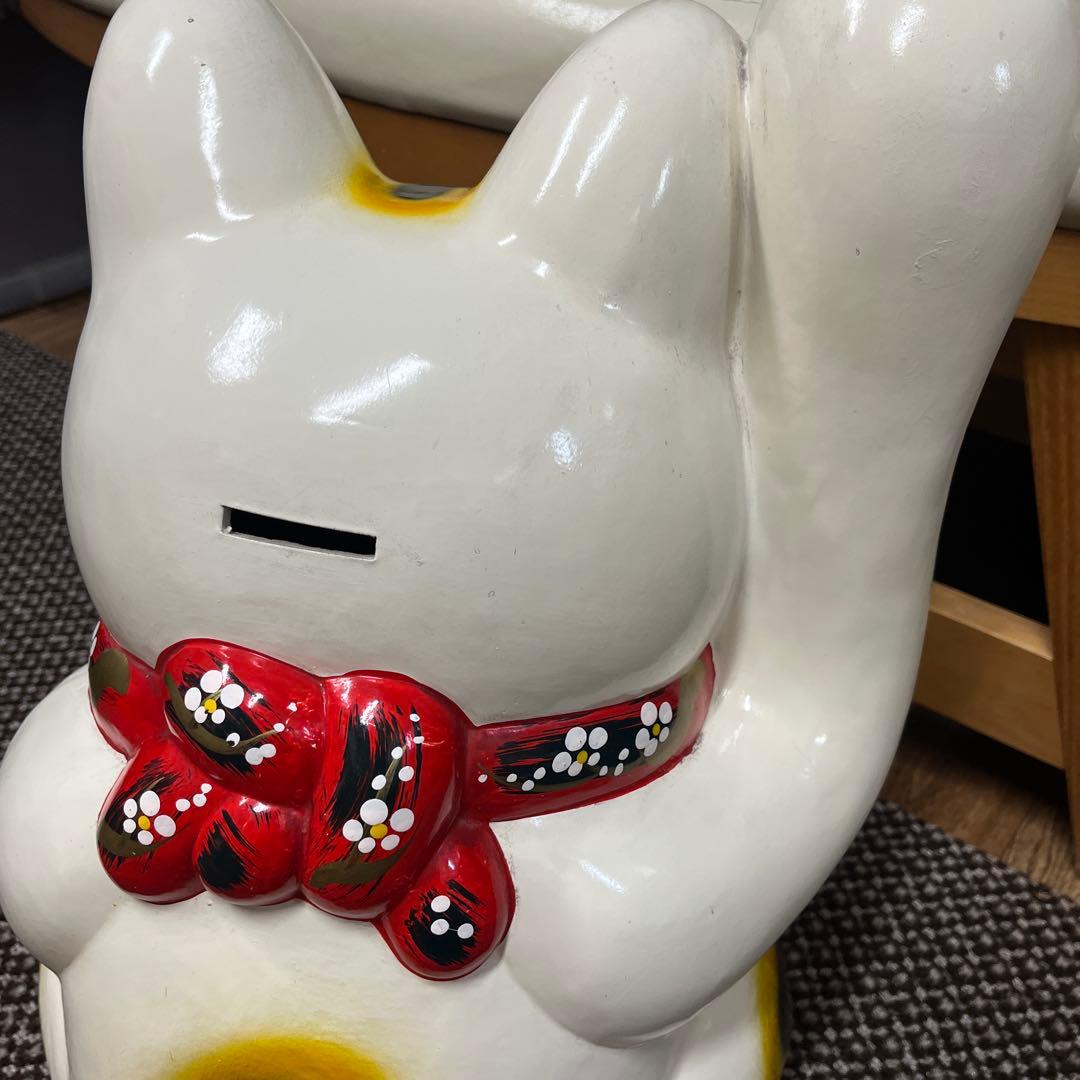 陶器製 縁起担ぎに❣️招き猫 幸運を呼ぶ置物　常滑焼　BIGサイズ　右手上げ