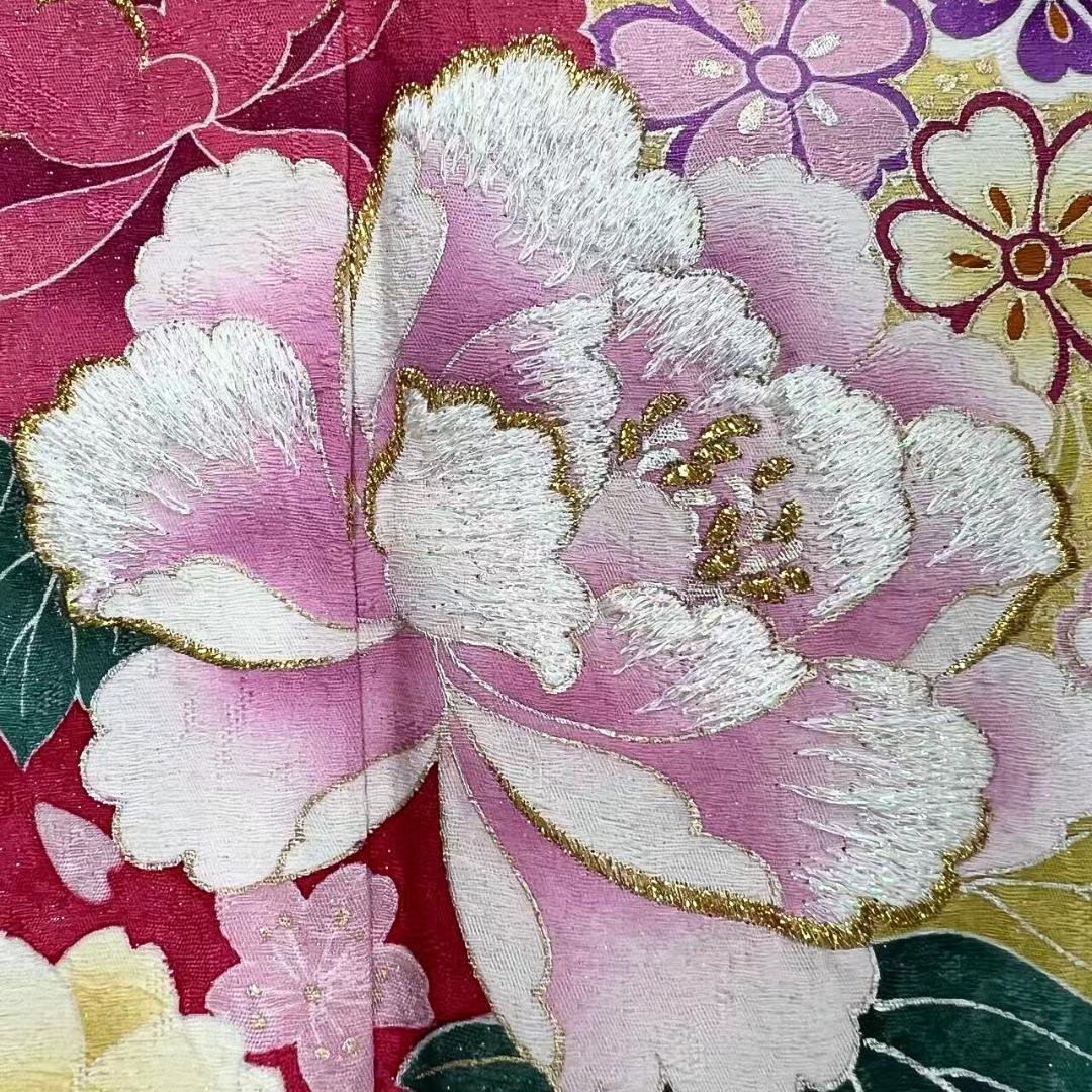 【お得品】 振袖セット 成人式 正絹 振袖 花柄 桜 赤 S87 ●