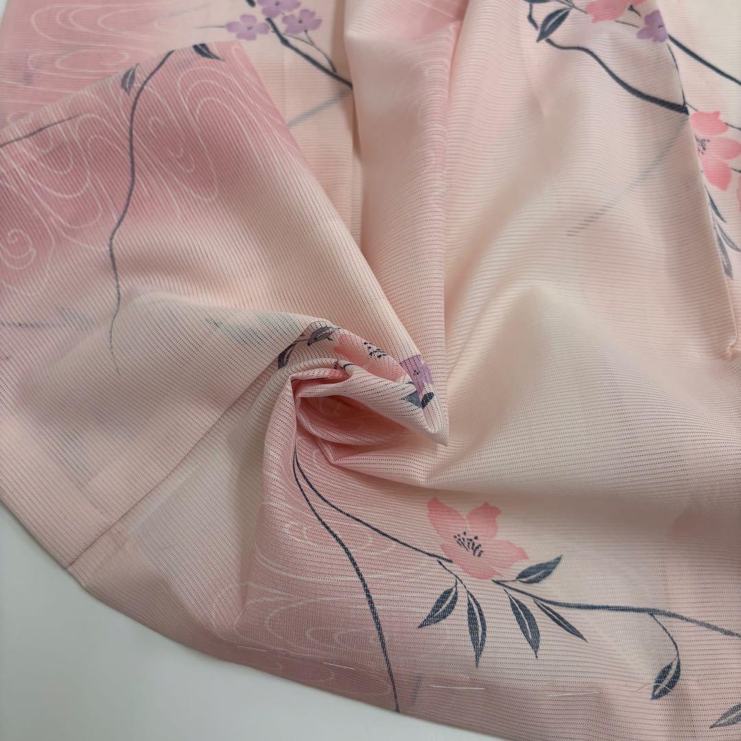 希少品 夏着物 夏振袖 裄67 小紋 絽 涼しげ 盛夏着物 化繊 AK-7585