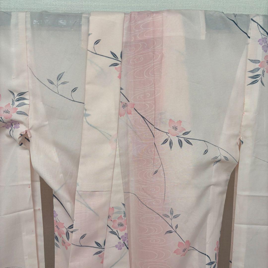 希少品 夏着物 夏振袖 裄67 小紋 絽 涼しげ 盛夏着物 化繊 AK-7585