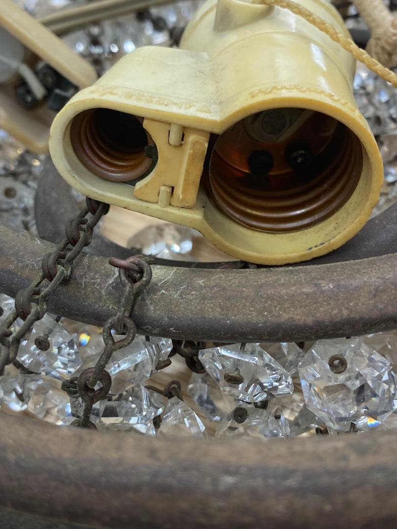 フランスアンティーク　クリスタルビーズ シャンデリア　天井照明