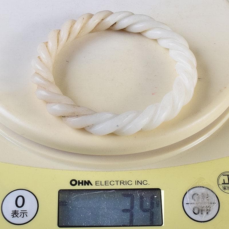 中国　玉石白玉彫刻　玉器　環　装飾品　C　8708E