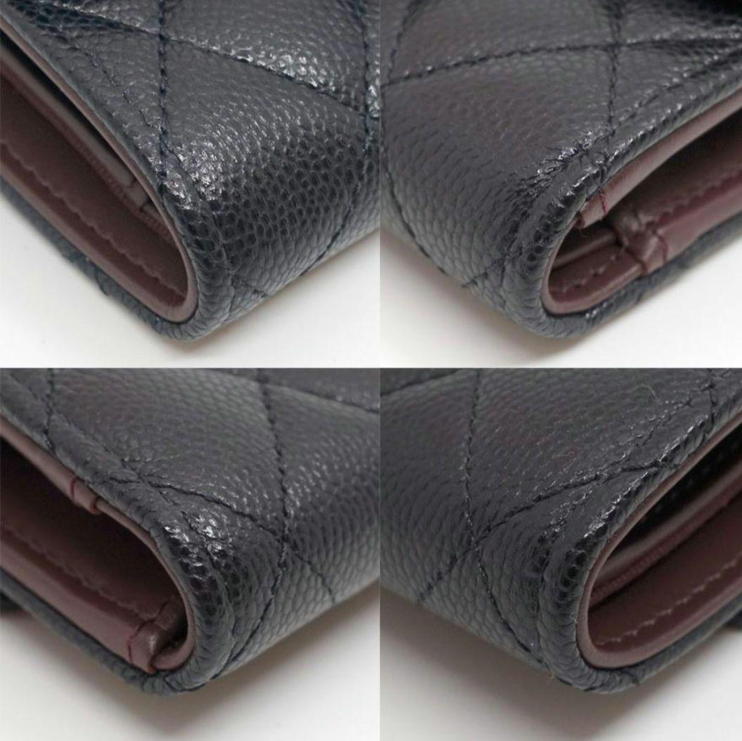 ちよ☆様　シャネル マトラッセ 三つ折り AP0229B キャビアスキン