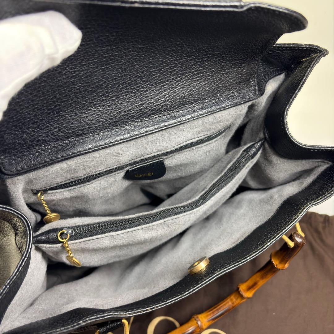 美品GUCCI グッチ バンブー ダイアナ ハンドバッグ レザー　黒 ブラック