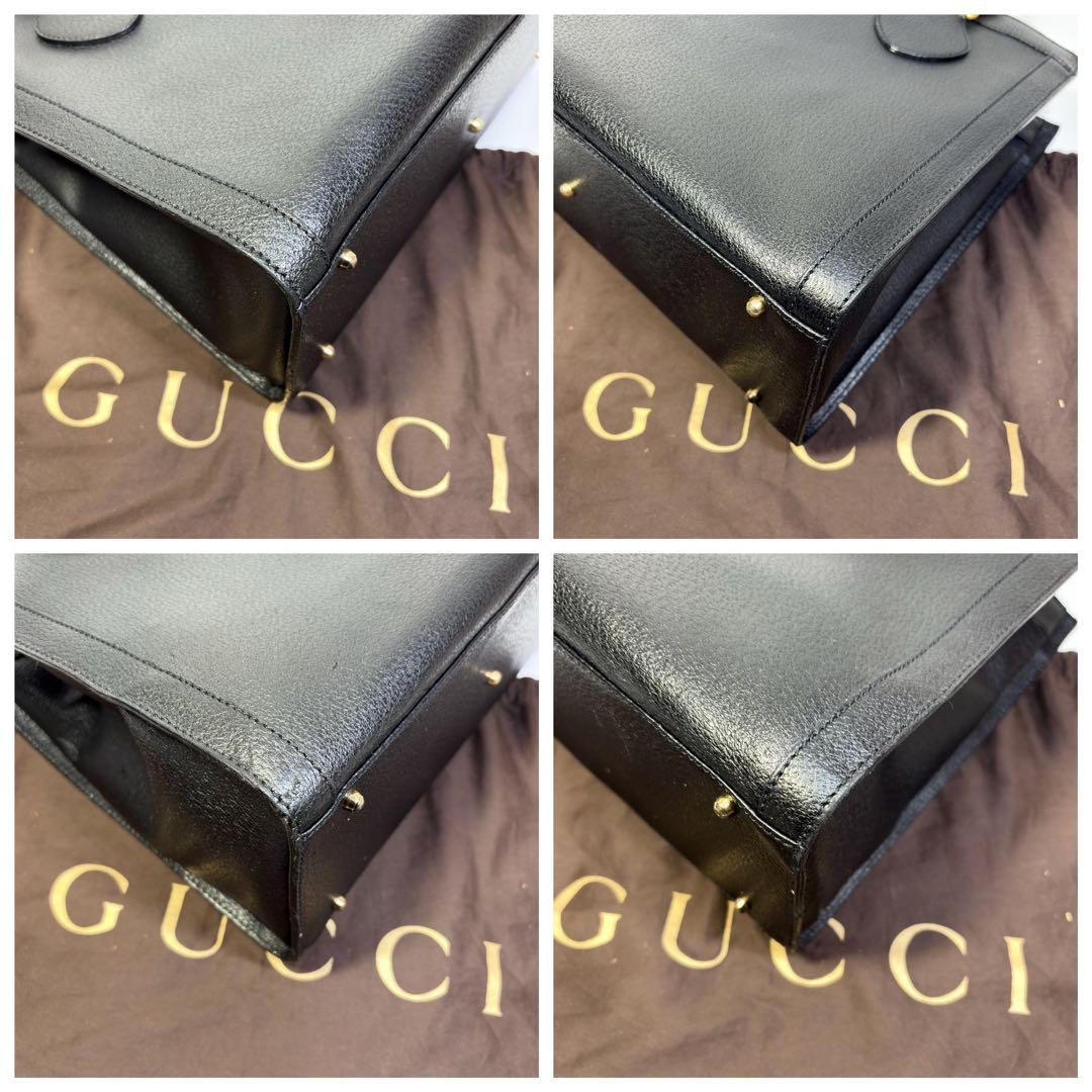 美品GUCCI グッチ バンブー ダイアナ ハンドバッグ レザー　黒 ブラック