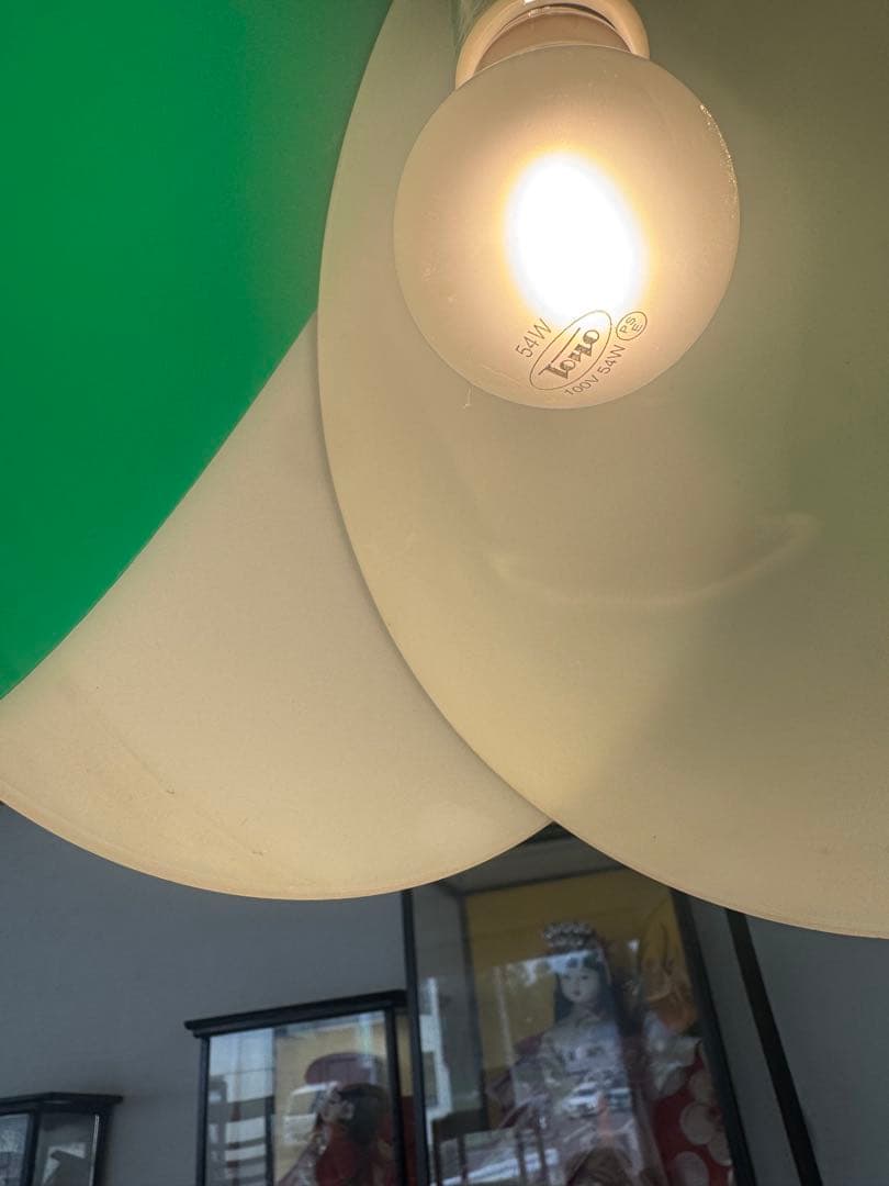 西*菜様 チューリップライト グリーン　昭和レトロ　照明 ペンダントライト