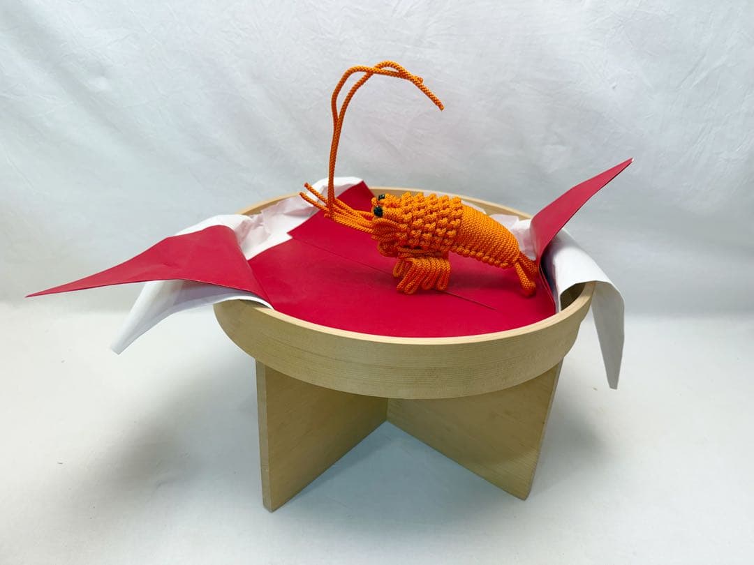 ほぼ未使用 茶道具 丸三宝 お正月飾り紅白敷紙付 床飾り 海老飾り 長のし 元箱