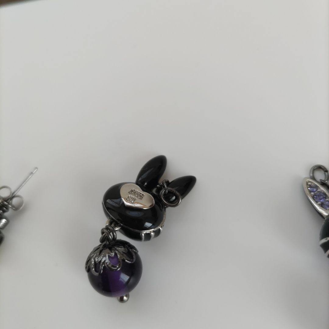 u*a様 アナスイ／両耳／ピアス／ウサギ／黒／動物／ハート／