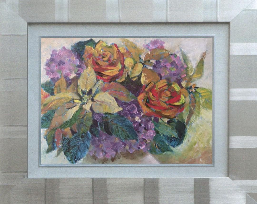 油絵 菅家令子 絵 絵画 インテリア uF6-110202 花