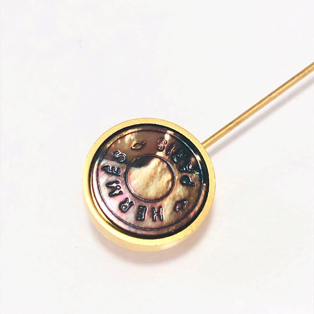 HERMES セリエ シェル ピン ブローチ ゴールド A254020
