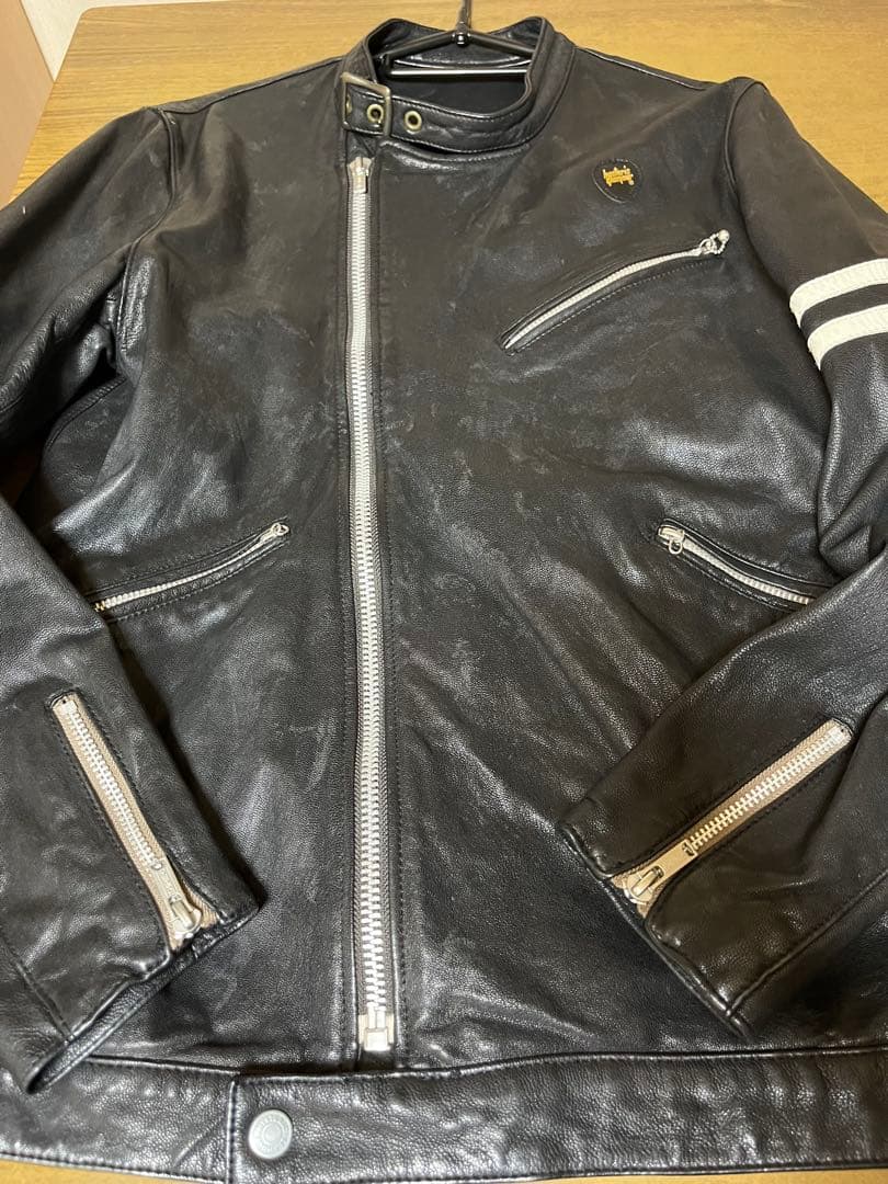 ヒステリックグラマー セミダブルレザーライダースジャケット 黒 L 検ルイスレザ