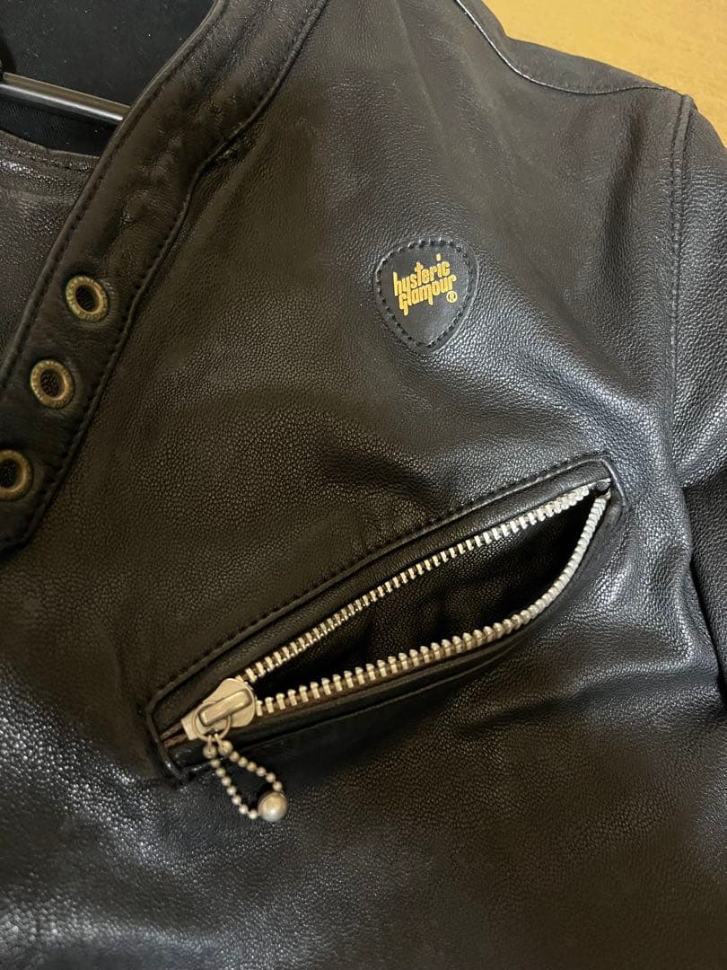 ヒステリックグラマー セミダブルレザーライダースジャケット 黒 L 検ルイスレザ